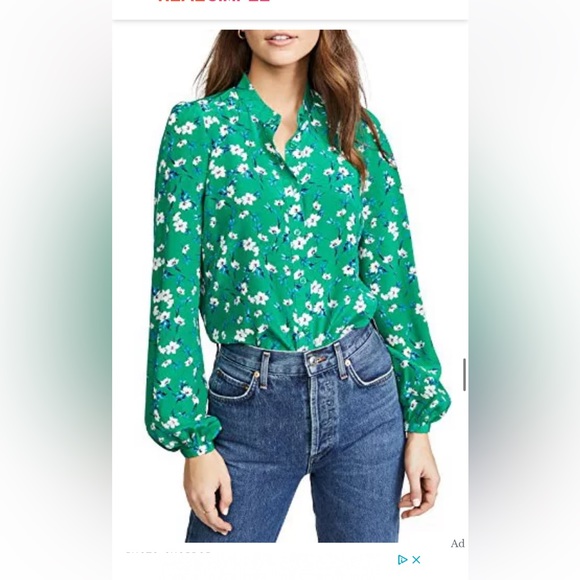 Yumi Kim Green Floral Silk Blouse - Picture 4 of 16
